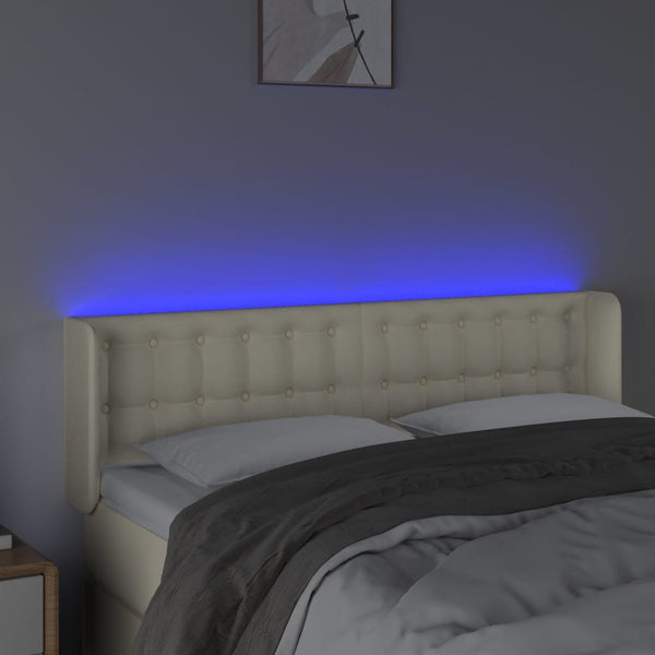 LED Kopfteil Creme 147x16x78/88 cm Kunstleder