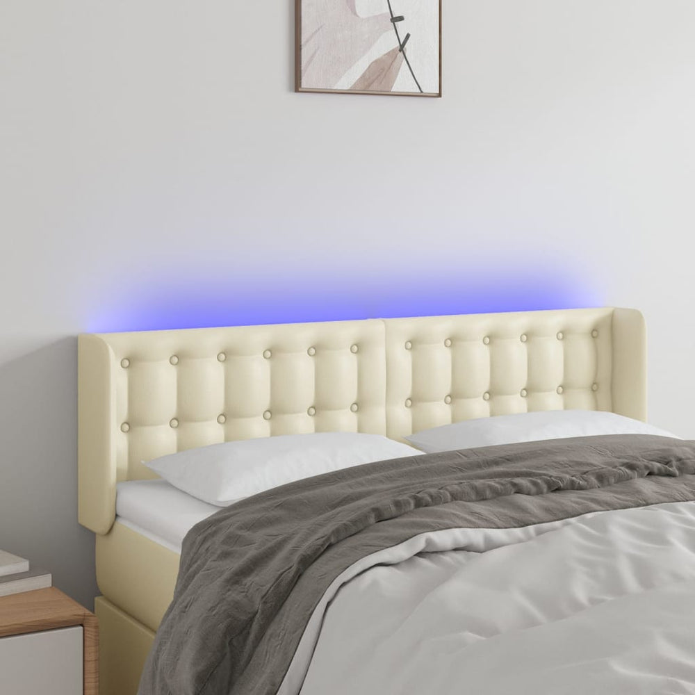 vidaXL Tête de lit LED crème 147x16x78/88 cm similicuir