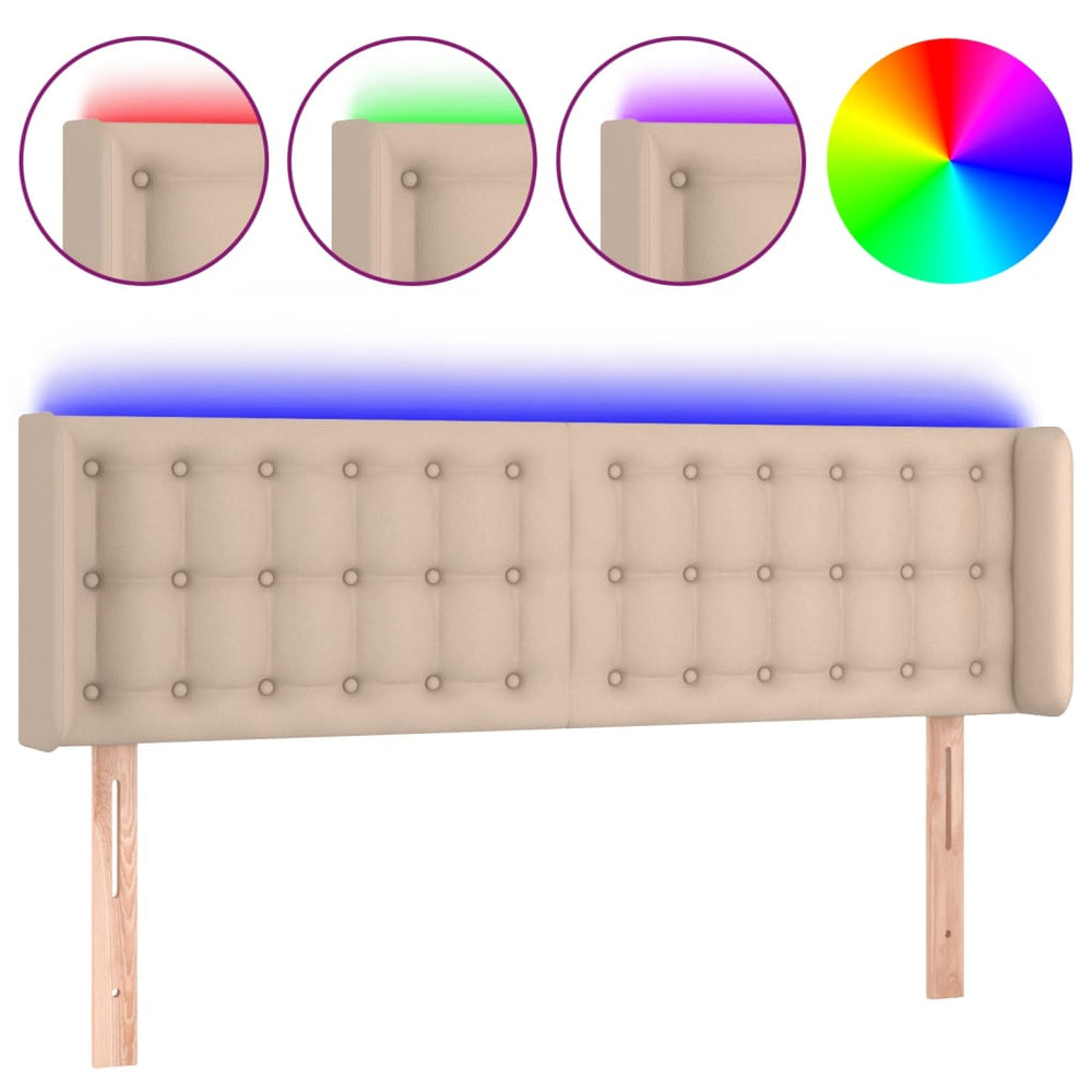 vidaXL Tête de lit LED Marron cappuccino 147x16x78/88 cm Similicuir