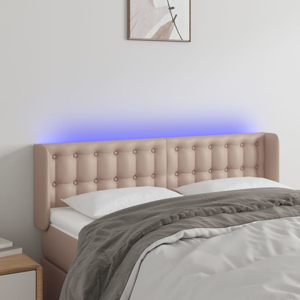 vidaXL Tête de lit LED Marron cappuccino 147x16x78/88 cm Similicuir