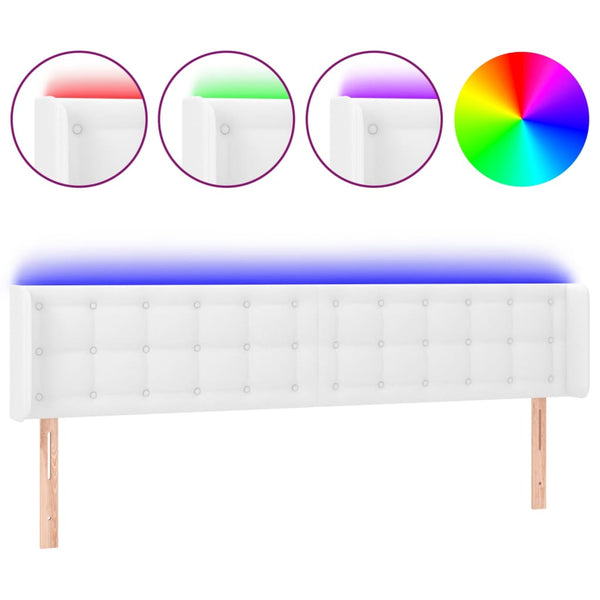 LED Kopfteil Weiß 163x16x78/88 cm Kunstleder