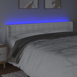 LED Kopfteil Weiß 163x16x78/88 cm Kunstleder