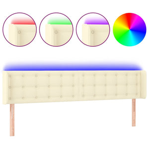 LED Kopfteil Creme 163x16x78/88 cm Kunstleder