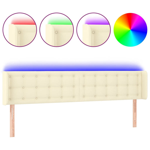 LED Kopfteil Creme 163x16x78/88 cm Kunstleder