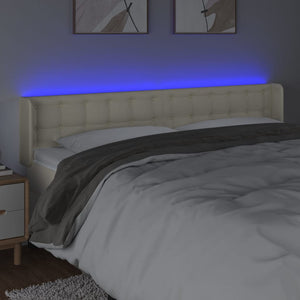 LED Kopfteil Creme 163x16x78/88 cm Kunstleder