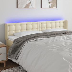 LED Kopfteil Creme 163x16x78/88 cm Kunstleder