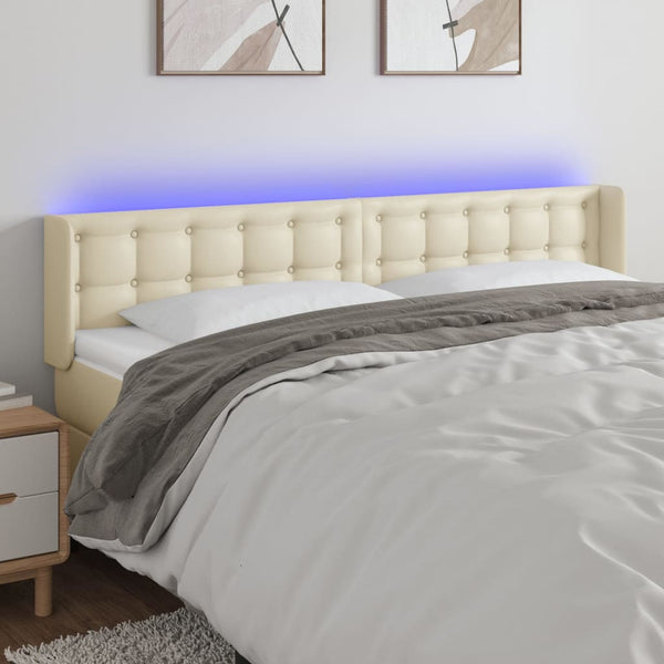 LED Kopfteil Creme 163x16x78/88 cm Kunstleder