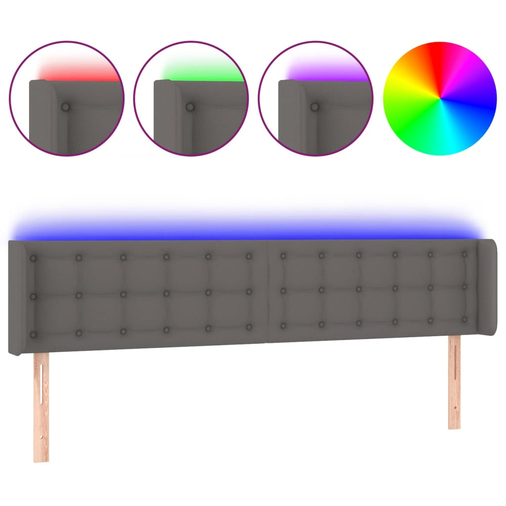 vidaXL Tête de lit LED gris 163x16x78/88 cm similicuir