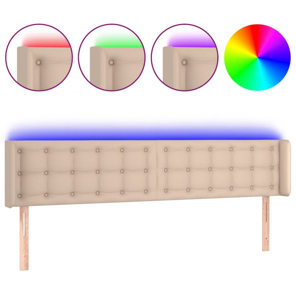 vidaXL Tête de lit LED Marron Cappuccino 163x16x78/88 cm Similicuir