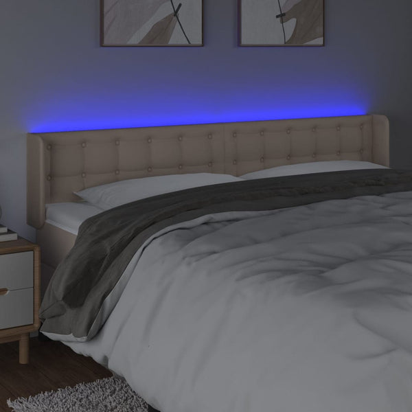 LED Kopfteil Cappuccino-Braun 163x16x78/88 cm Kunstleder