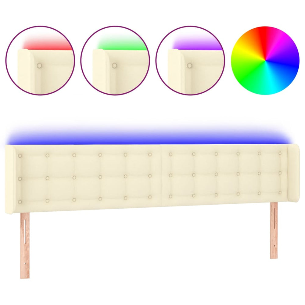 vidaXL Tête de lit LED Crème 183x16x78/88 cm Similicuir