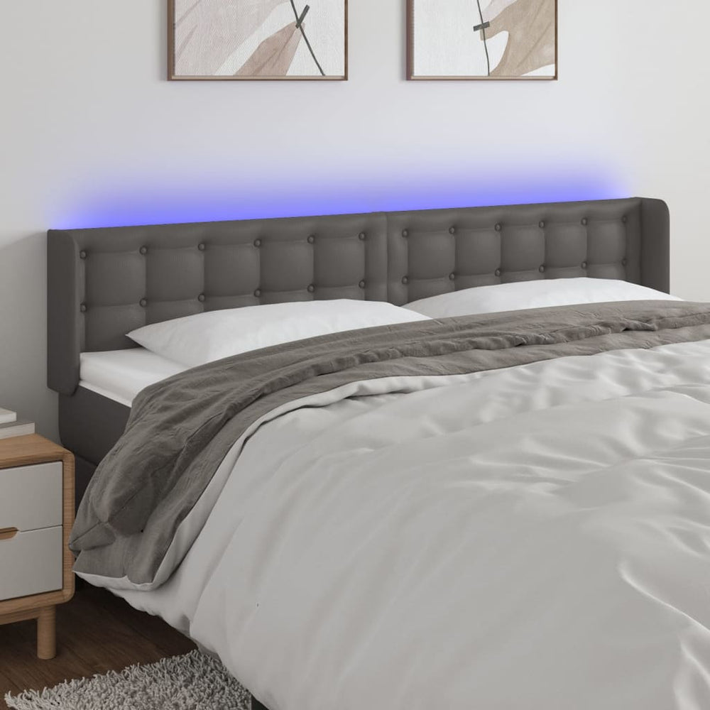 vidaXL Tête de lit à LED gris 183x16x78/88 cm similicuir