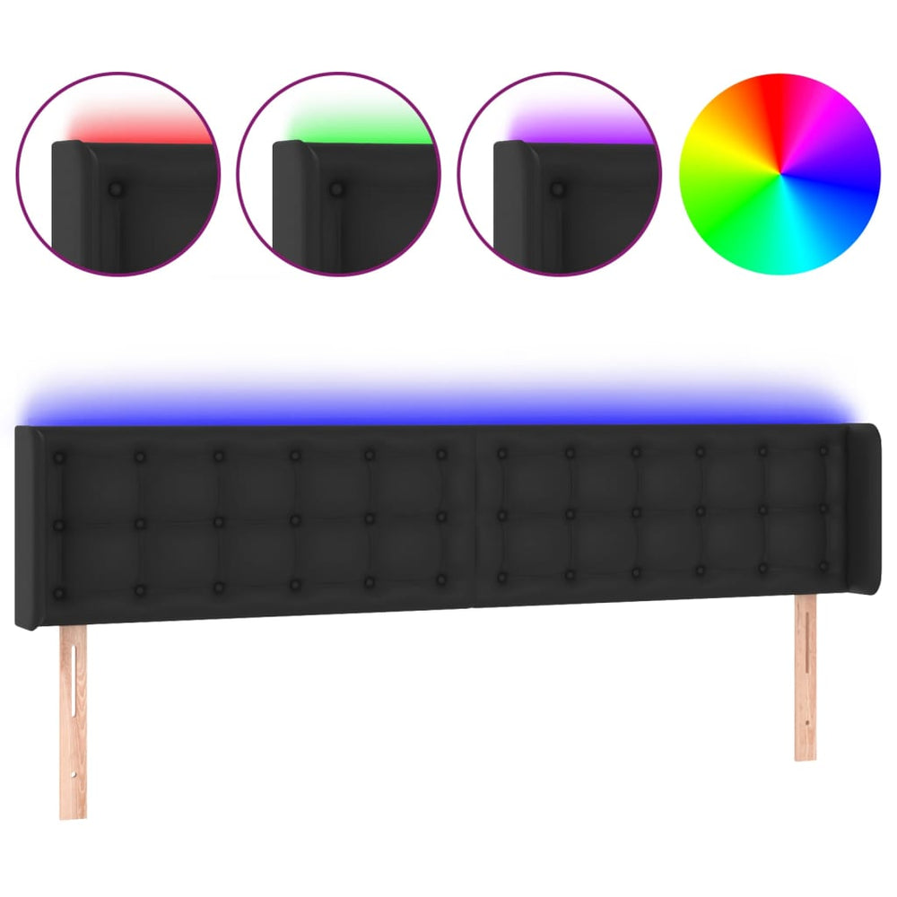 vidaXL Tête de lit à LED noir 203x16x78/88 cm similicuir