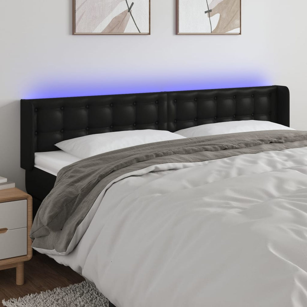 vidaXL Tête de lit à LED noir 203x16x78/88 cm similicuir