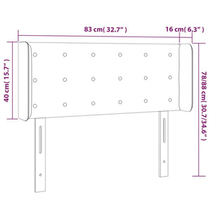 LED Kopfteil Dunkelgrau 83x16x78/88 cm Stoff