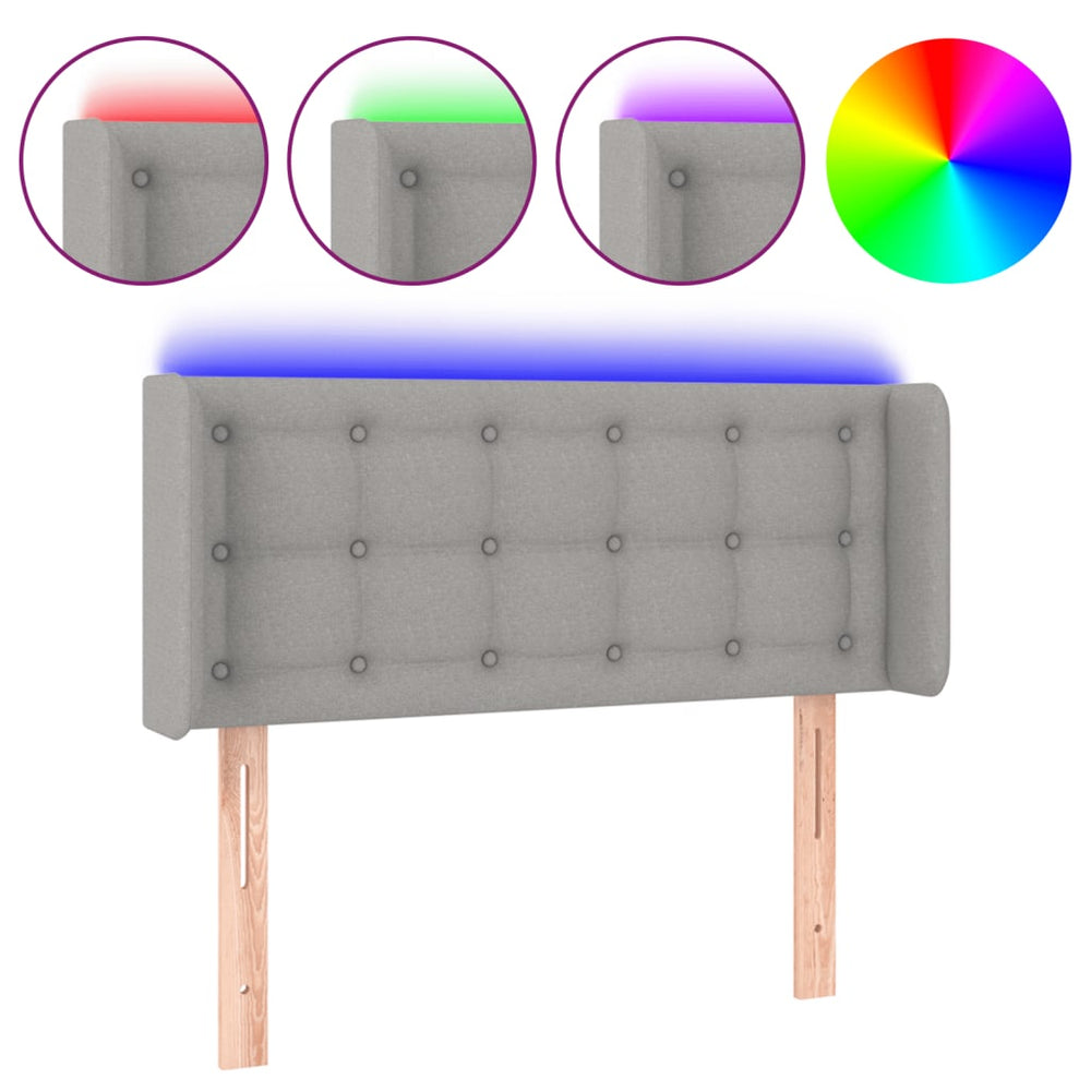 vidaXL Tête de lit à LED gris clair 93x16x78/88 cm tissu