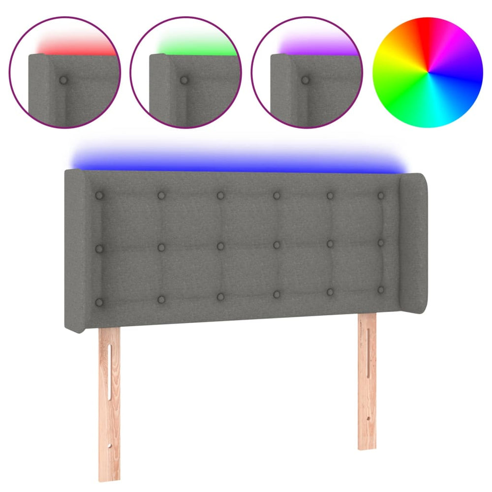 vidaXL Tête de lit à LED gris foncé 93x16x78/88 cm Tissu