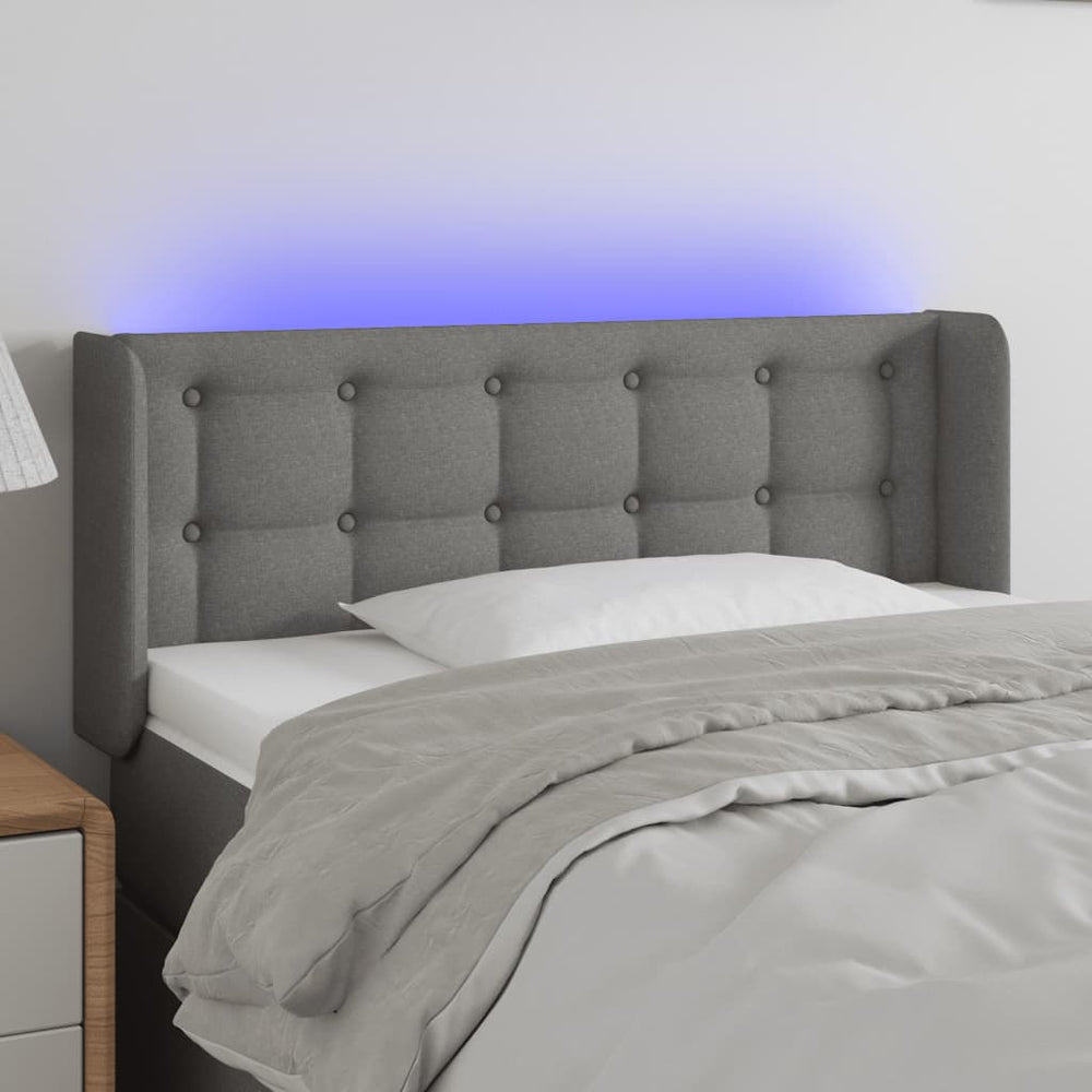 vidaXL Tête de lit à LED gris foncé 93x16x78/88 cm Tissu