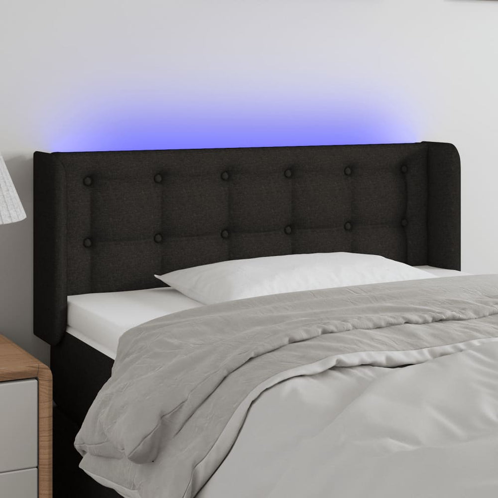 vidaXL Tête de lit à LED noir 93x16x78/88 cm Tissu