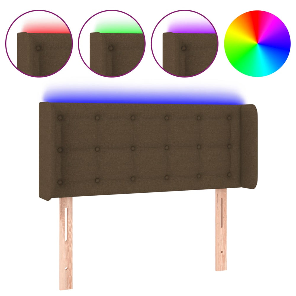 vidaXL Tête de lit LED Marron foncé 93x16x78/88 cm Tissu