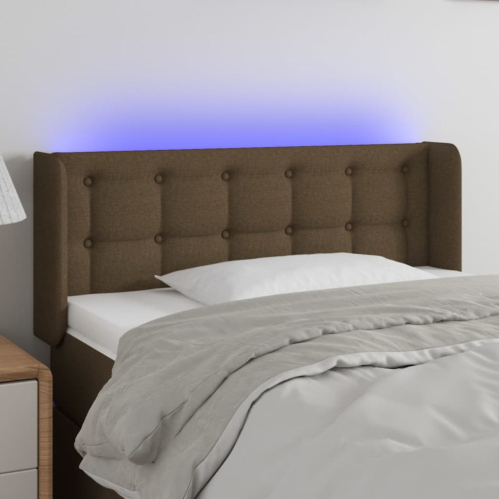 vidaXL Tête de lit LED Marron foncé 93x16x78/88 cm Tissu