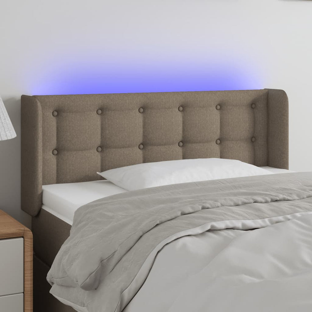 vidaXL Tête de lit à LED taupe 93x16x78/88 cm tissu