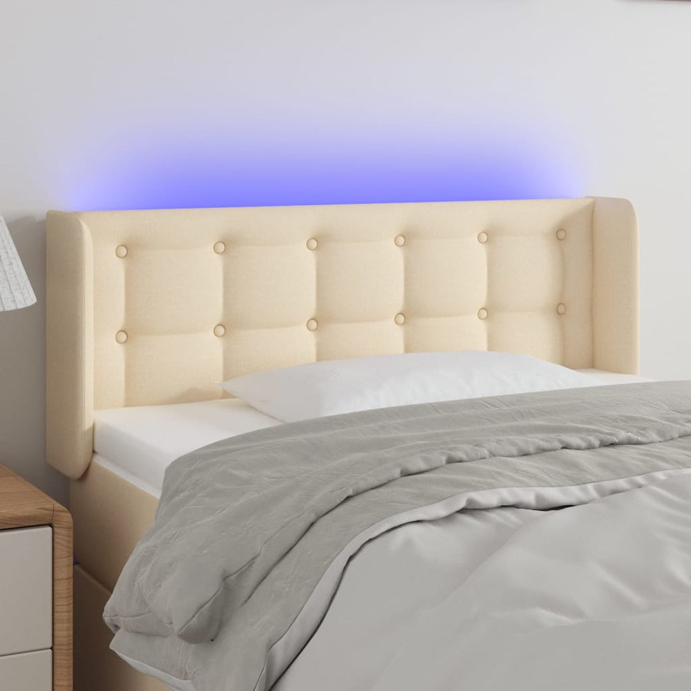vidaXL Tête de lit à LED crème 93x16x78/88 cm Tissu