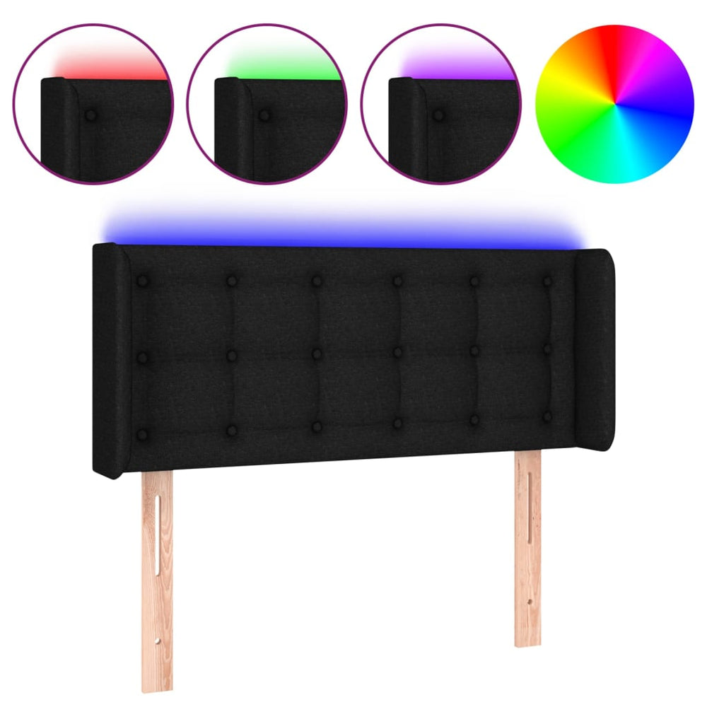 vidaXL Tête de lit à LED Tissu Noir 103x16x78/88 cm
