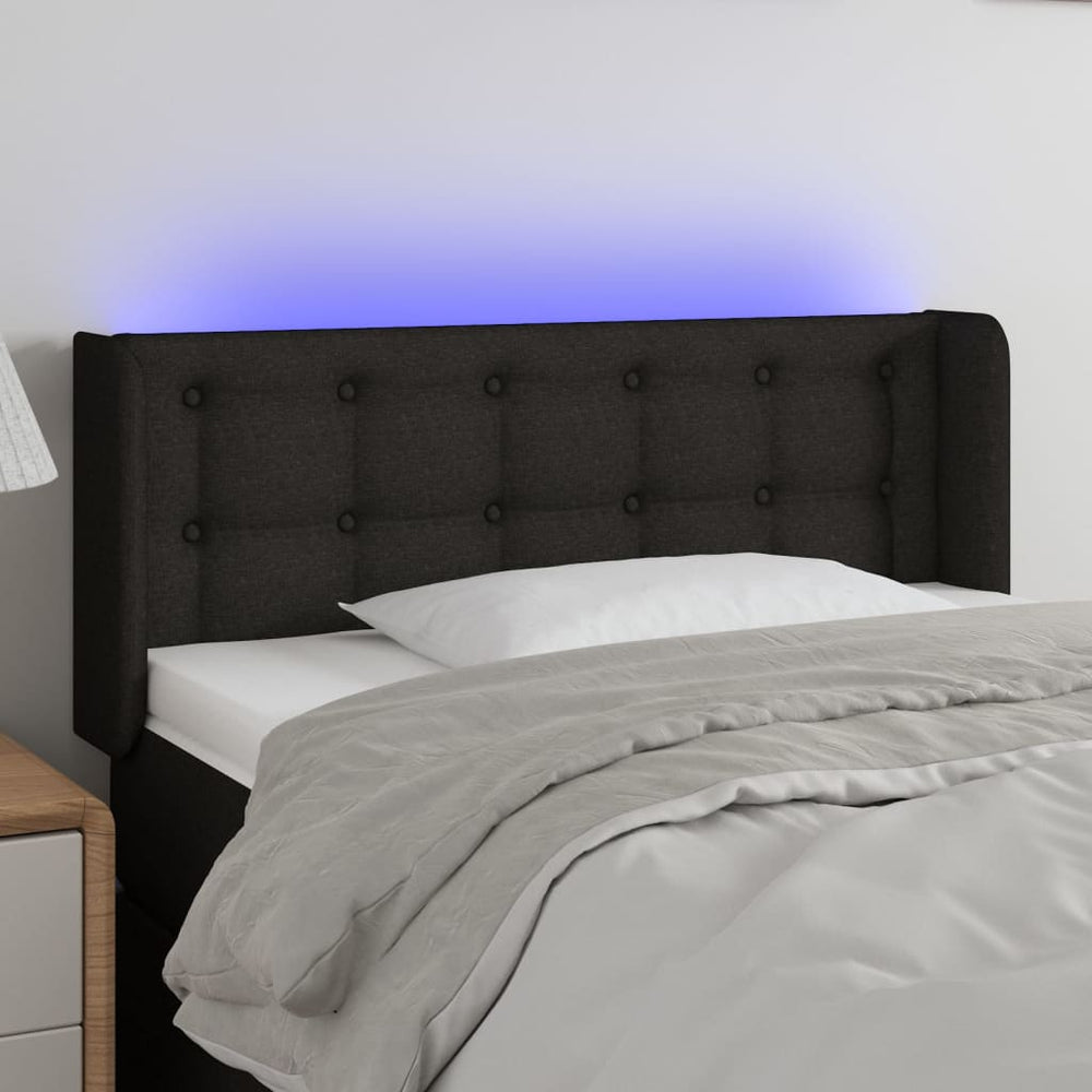 vidaXL Tête de lit à LED Tissu Noir 103x16x78/88 cm