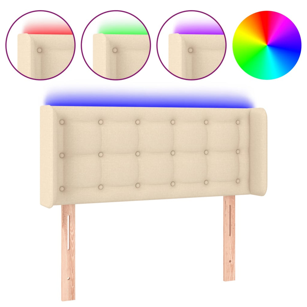 vidaXL Tête de lit à LED crème 103x16x78/88 cm Tissu