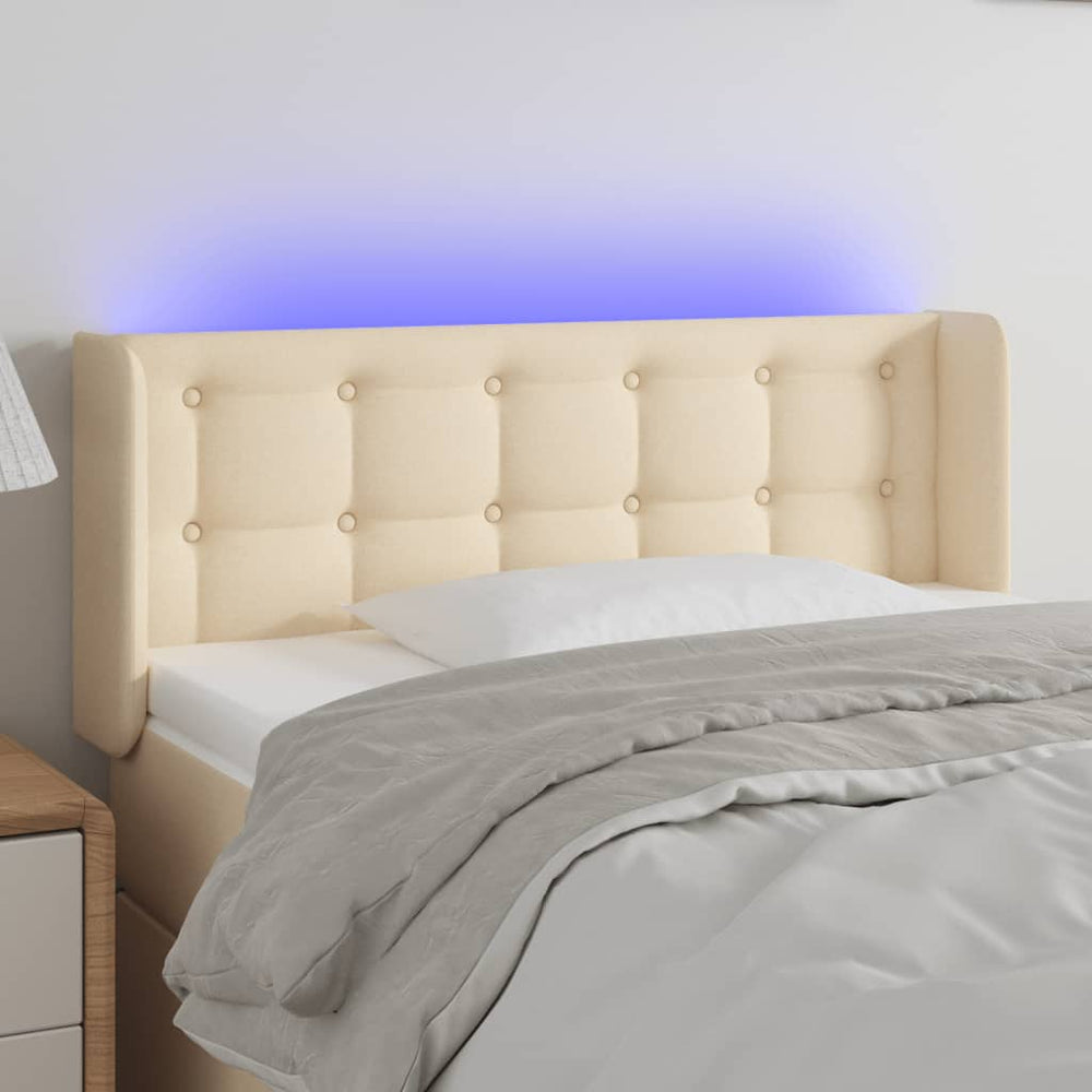 vidaXL Tête de lit à LED crème 103x16x78/88 cm Tissu