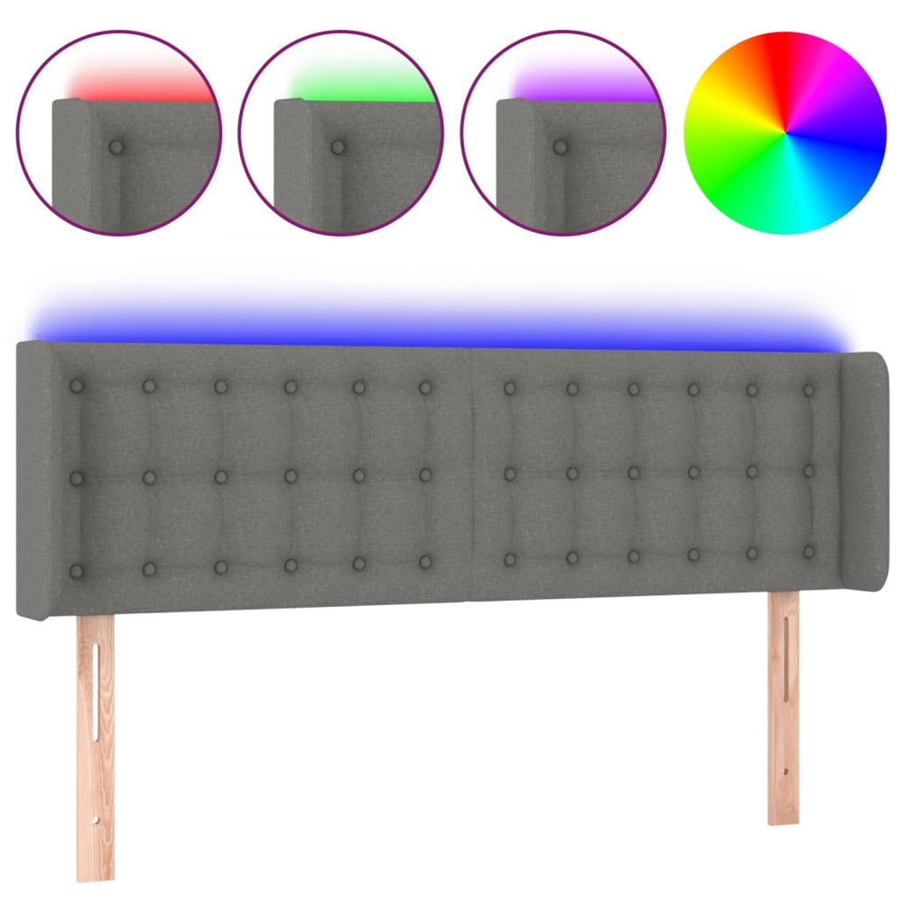 vidaXL Tête de lit à LED gris foncé 147x16x78/88 cm Tissu
