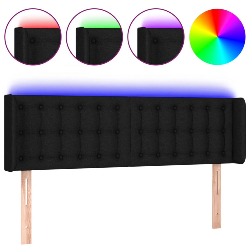 vidaXL Tête de lit à LED Noire 147x16x78/88 cm Tissu