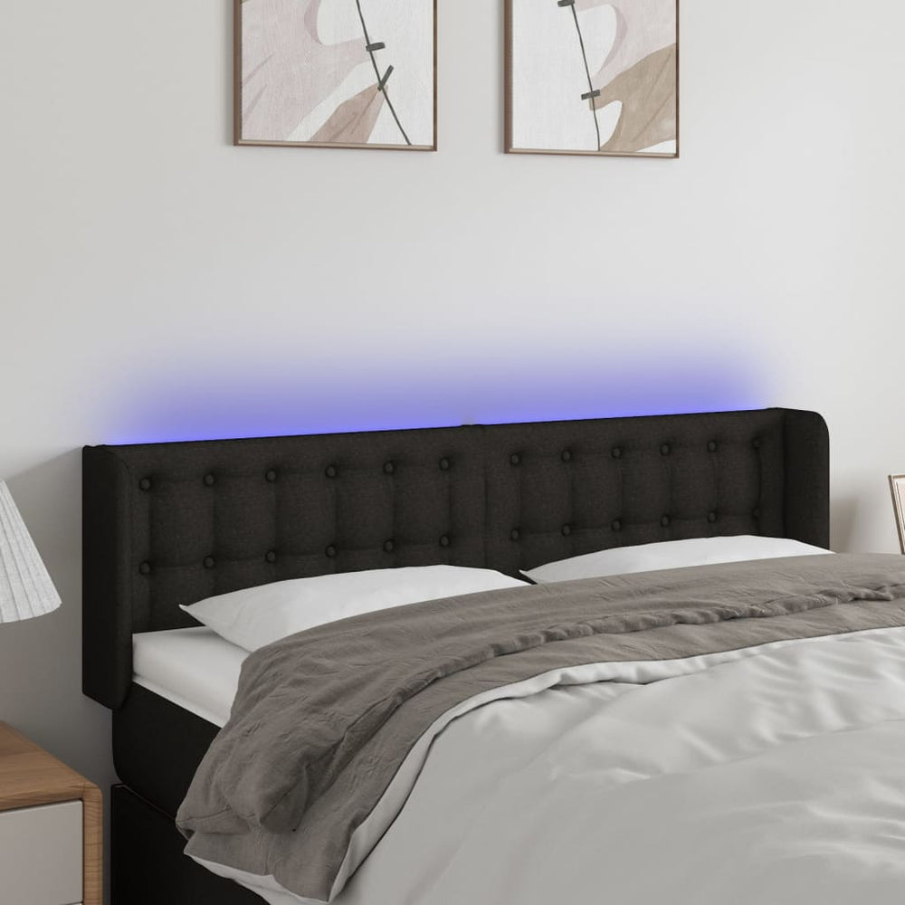 vidaXL Tête de lit à LED Noire 147x16x78/88 cm Tissu