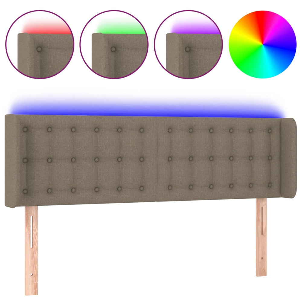 vidaXL Tête de lit LED Taupe 147x16x78/88 cm Tissu