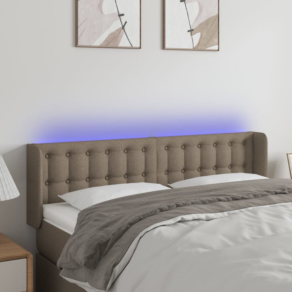 vidaXL Tête de lit LED Taupe 147x16x78/88 cm Tissu