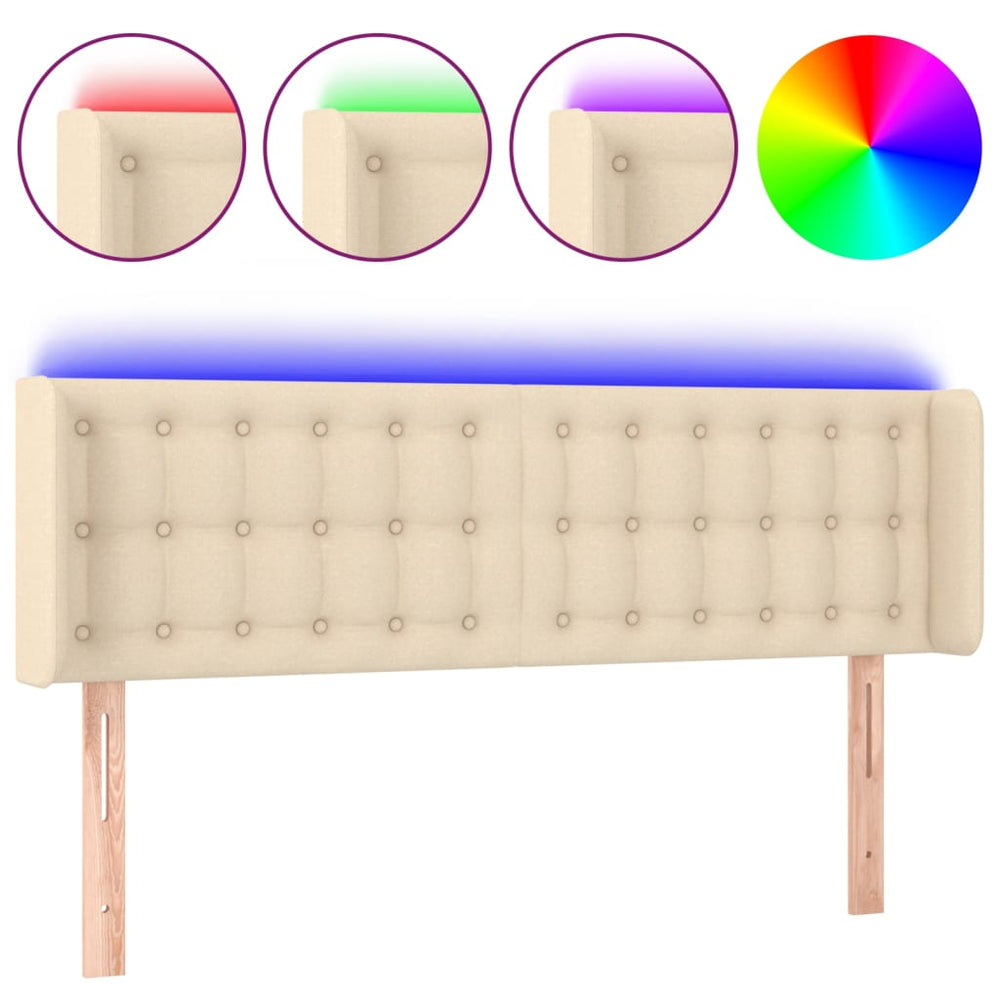 vidaXL Tête de lit à LED Crème 147x16x78/88 cm Tissu