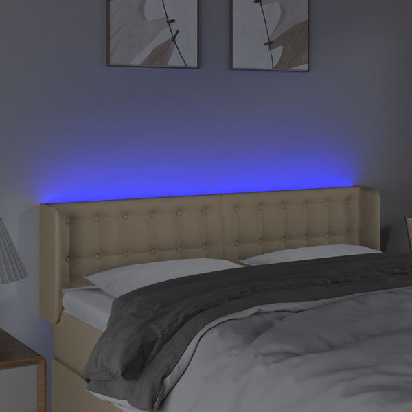 LED Kopfteil Creme 147x16x78/88 cm Stoff