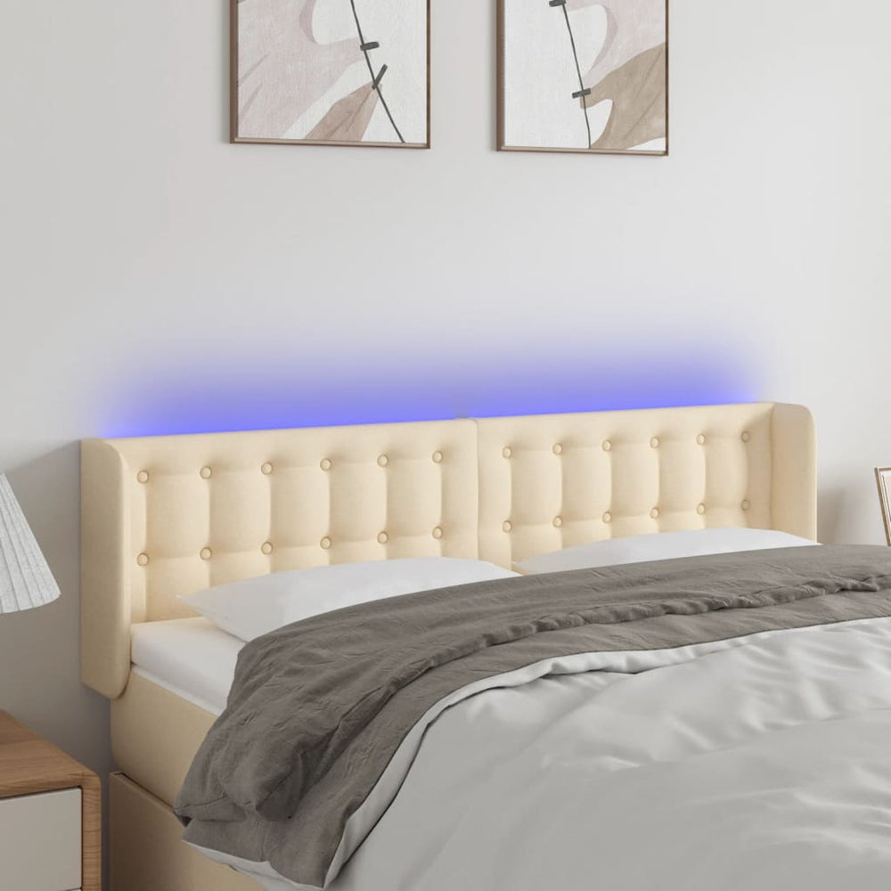 vidaXL Tête de lit à LED Crème 147x16x78/88 cm Tissu