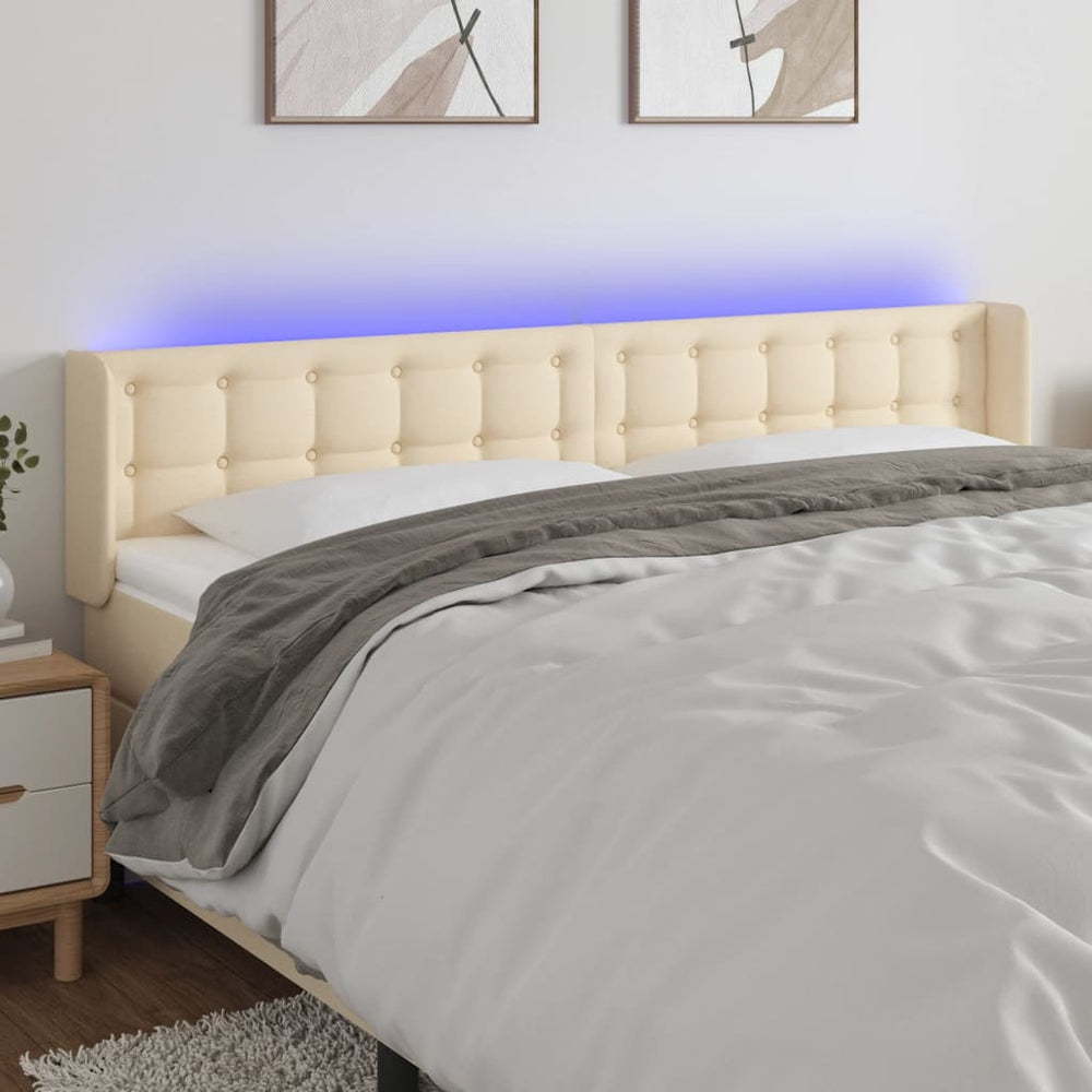 vidaXL Tête de lit LED crème 163x16x78/88 cm tissu