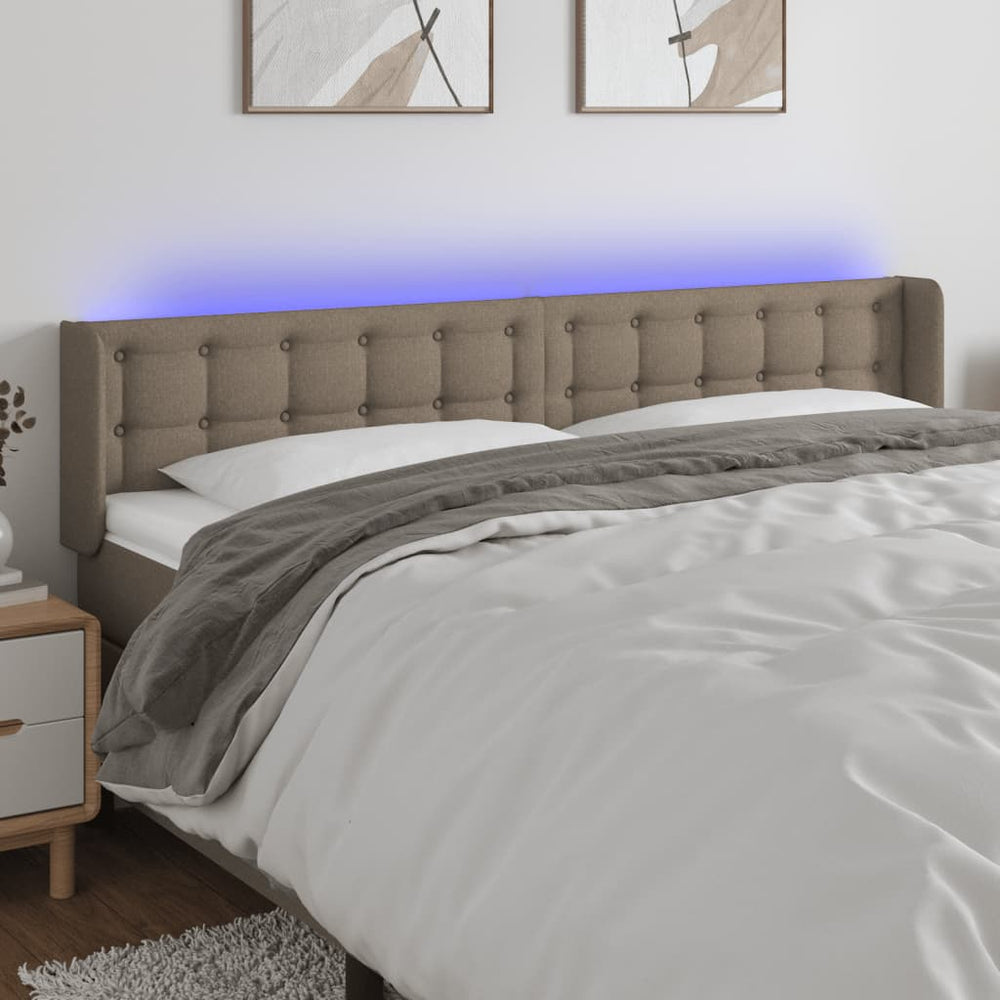 vidaXL Tête de lit LED Taupe 183x16x78/88 cm Tissu