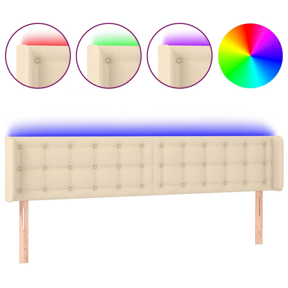 vidaXL Tête de lit à LED crème 183x16x78/88 cm Tissu