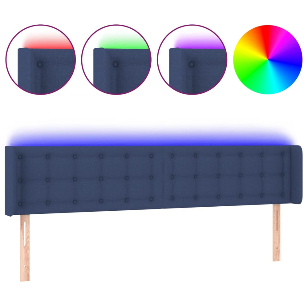 vidaXL Tête de lit à LED bleue 183x16x78/88 cm Tissu