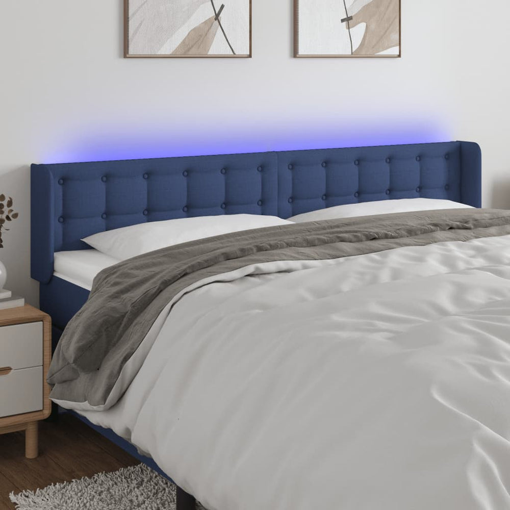 vidaXL Tête de lit à LED bleue 183x16x78/88 cm Tissu