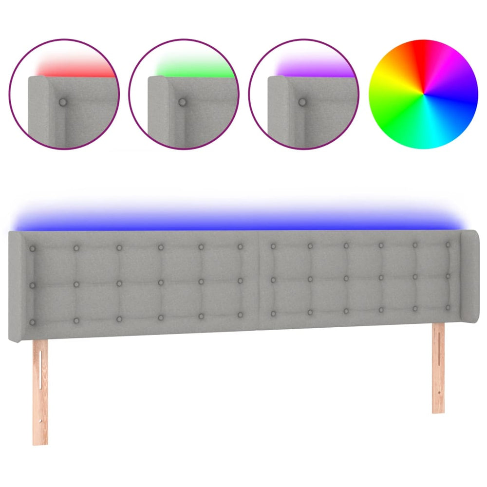 vidaXL Tête de lit à LED Gris clair 203x16x78/88 cm Tissu
