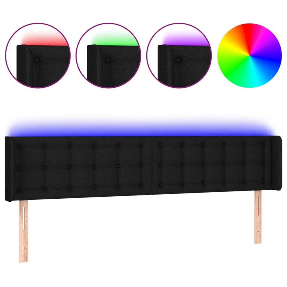 vidaXL Tête de lit à LED noir 203x16x78/88 cm tissu
