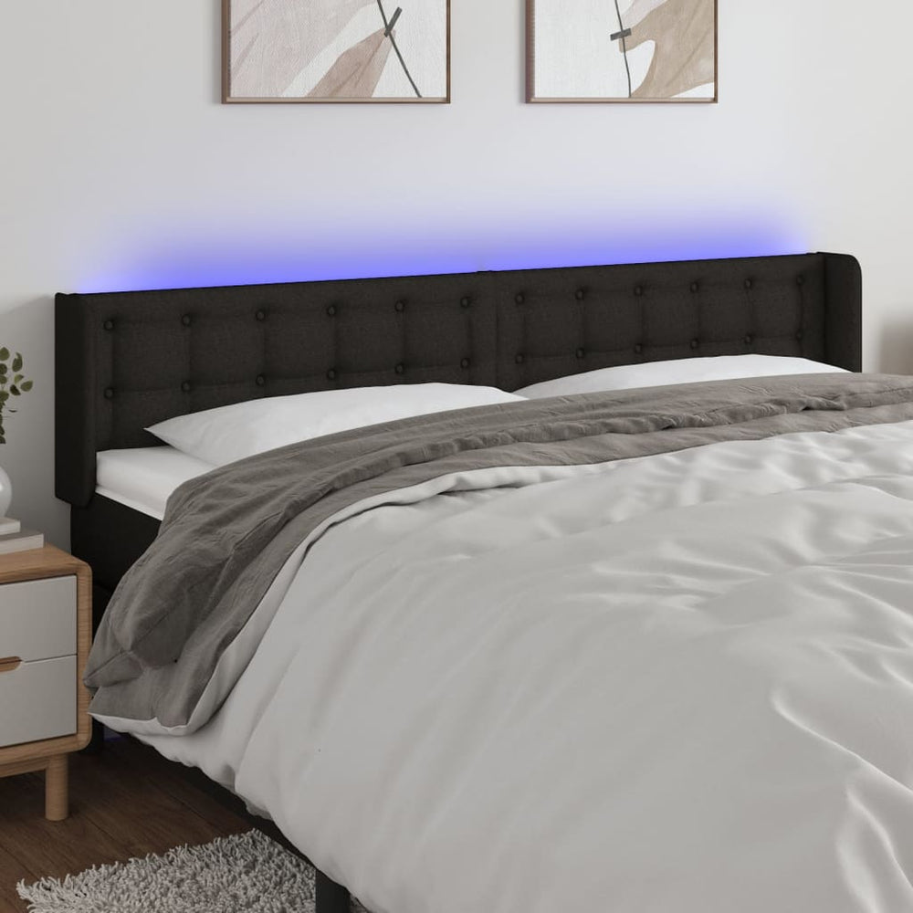 vidaXL Tête de lit à LED noir 203x16x78/88 cm tissu