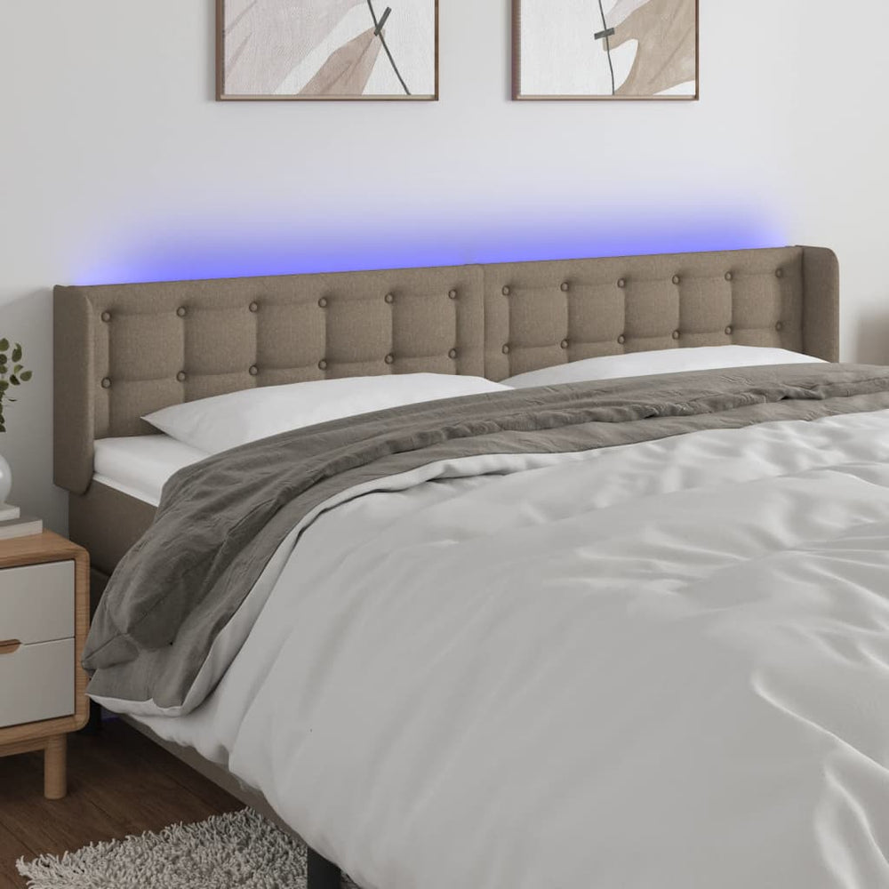 vidaXL Tête de lit LED Taupe 203x16x78/88 cm Tissu