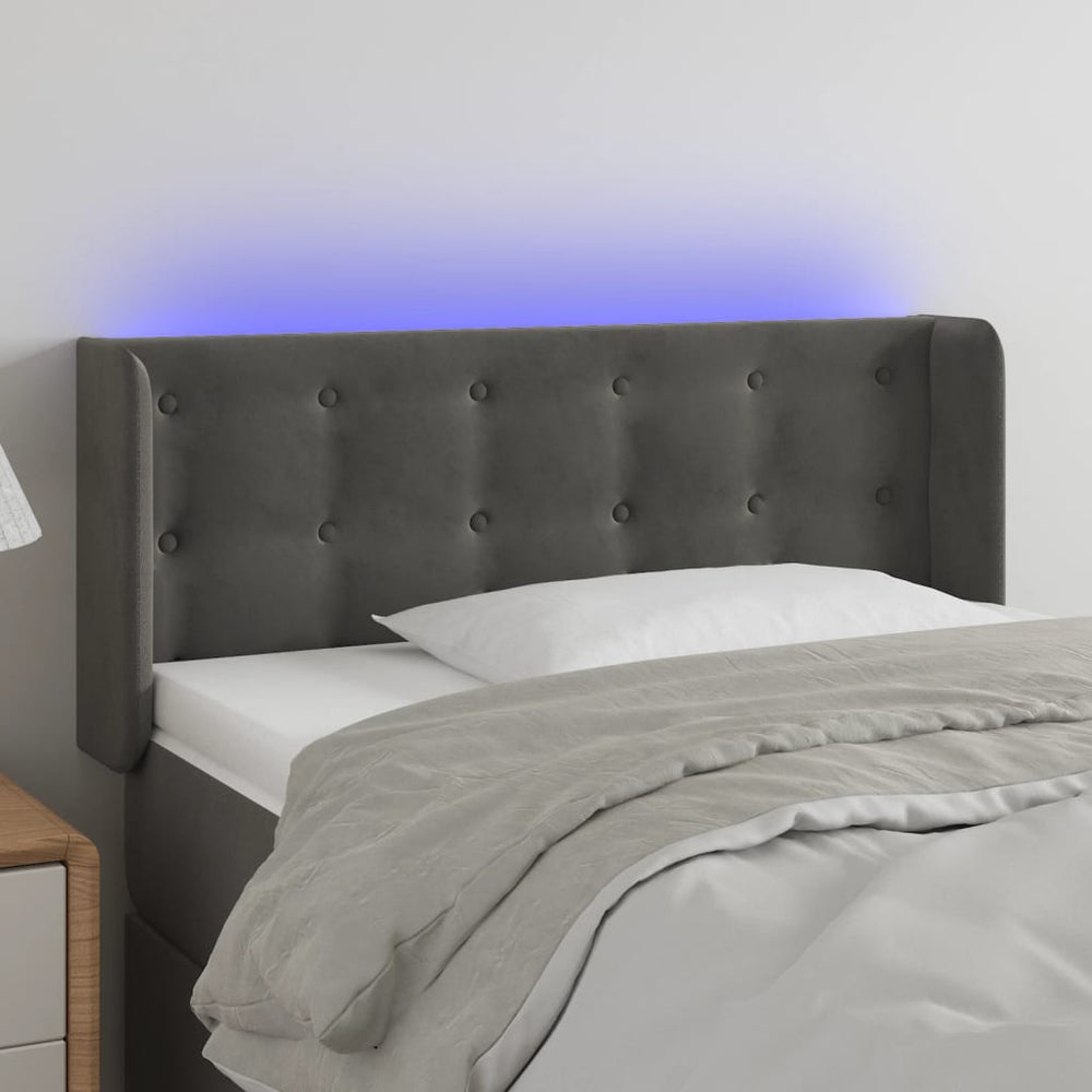 vidaXL Tête de lit à LED gris foncé 83x16x78/88 cm Velours