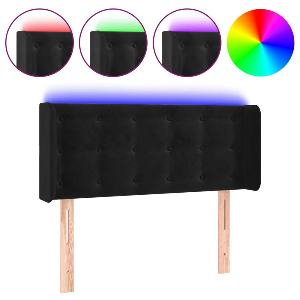 vidaXL Tête de lit à LED Velours Noir 83x16x78/88 cm